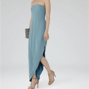 Reiss Strapless Dress in Soft Blue